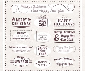 Christmas and 2015 new year calligraphic labels vector