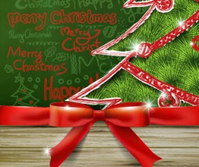 Christmas and new year bow vector card