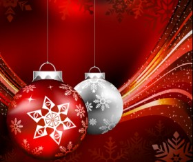 Christmas ball with abstract red background