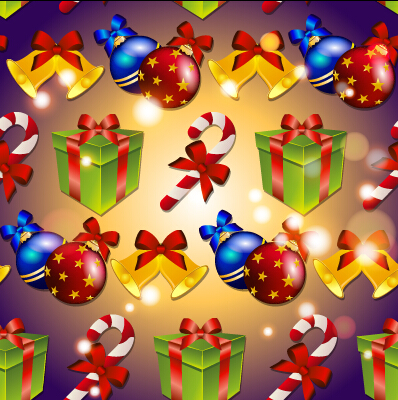 Christmas balls with baubles vector seamless pattern 01