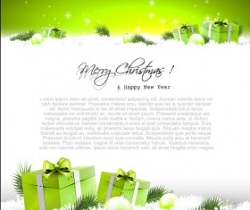 Christmas baubles elements with green background vector 01