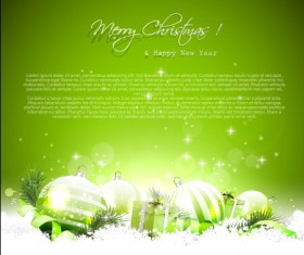 Christmas baubles elements with green background vector 02
