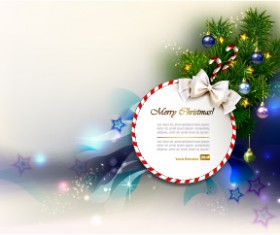 Christmas baubles with round xmas card vector