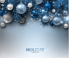 Christmas baubles with shiny holiday background vector 05
