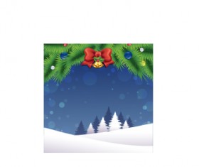 Christmas bell with red bow and snow background