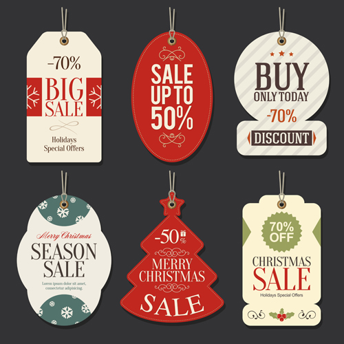 Christmas big sale vector tags
