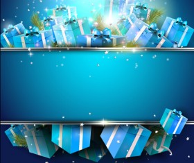 Christmas blue gift box background vector