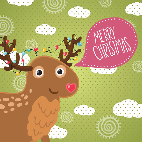 Christmas cute deer vector material 02