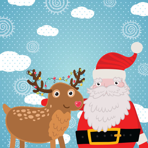 Christmas cute deer vector material 03