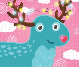 Christmas cute deer vector material 04