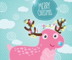 Christmas cute deer vector material 05