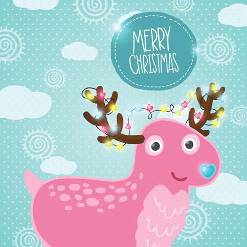 Christmas cute deer vector material 05