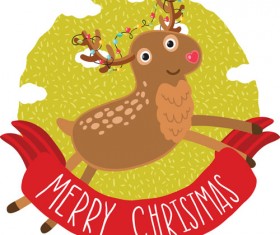 Christmas cute deer vector material 06