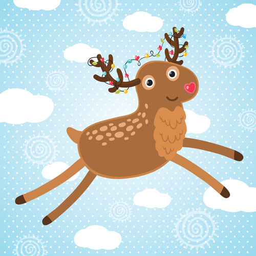 Christmas cute deer vector material 09 free download