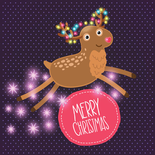 Christmas cute deer vector material 10