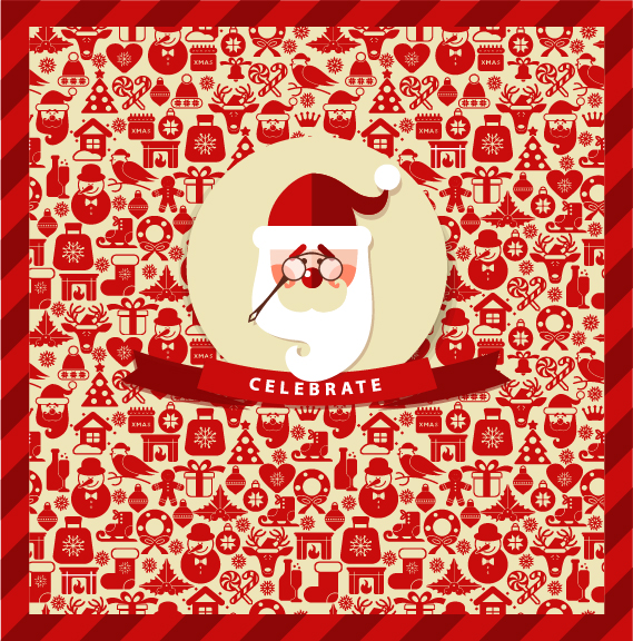 Christmas elements pattern with santa background 01