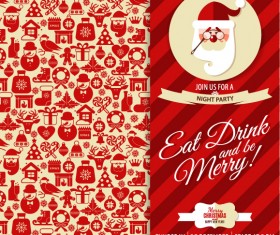Christmas elements pattern with santa background 02