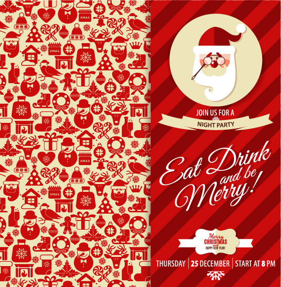 Christmas elements pattern with santa background 02