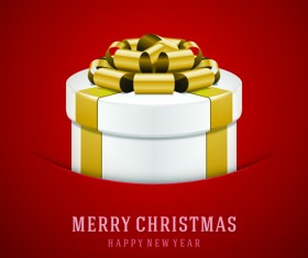 Christmas gift box with red background vector set 01