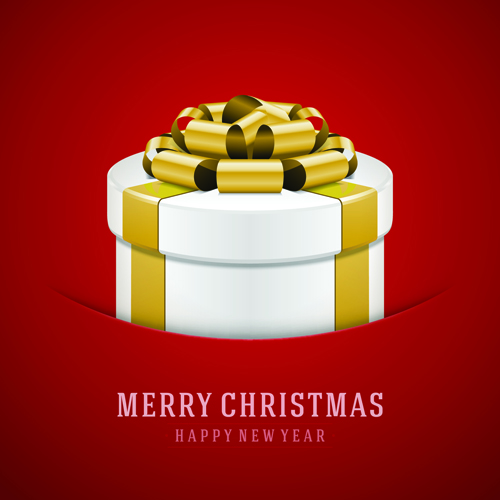 Christmas gift box with red background vector set 01