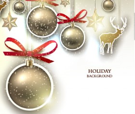 Christmas golden baubles xmas card vector
