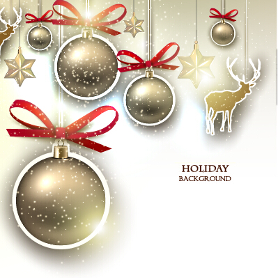 Christmas golden baubles xmas card vector