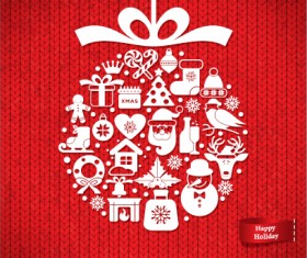 Christmas ornament ball with knitted background