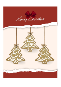 Christmas tree hanging and torn paper vector background