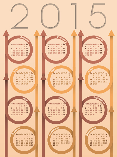 Classic 2015 calendar vector design set 04