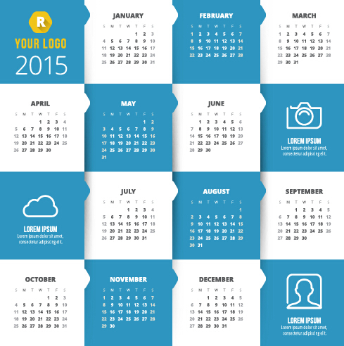 Classic 2015 calendar vector design set 09