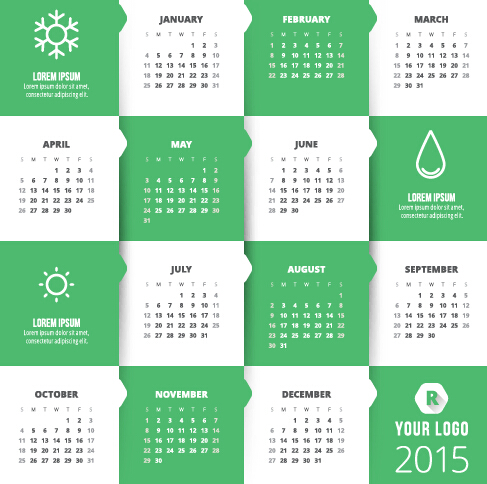 Classic 2015 calendar vector design set 10
