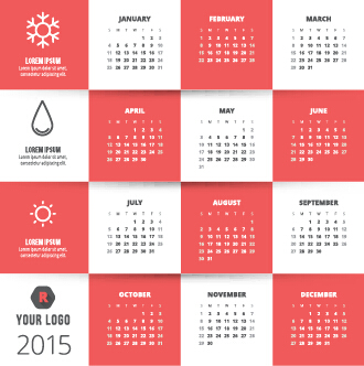 Classic 2015 calendar vector design set 11