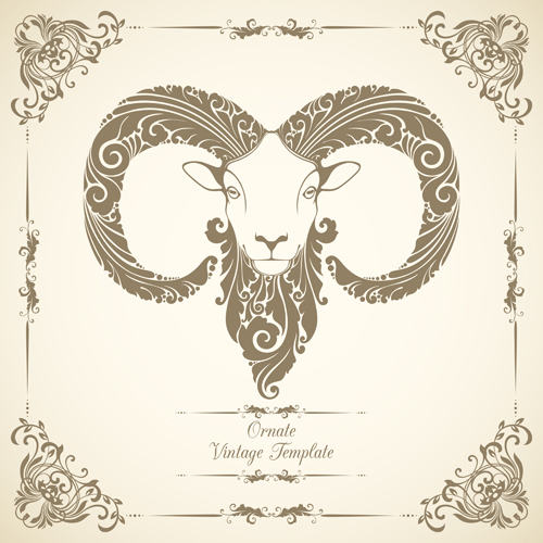 Classical background 2015 goat vector 01 free download
