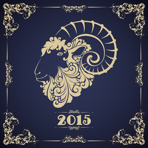 Classical background 2015 goat vector 03