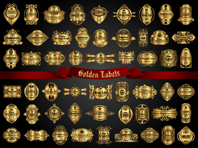 Classical golden labels luxury vector 03