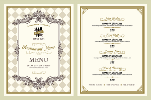 Classical menu vectors design 03