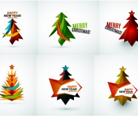 Colored christmas tree with logos vector graphics 02