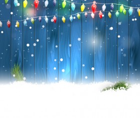 Colorful lights with wood christmas background
