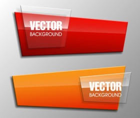 Colorful shape with glass banners vector set 01