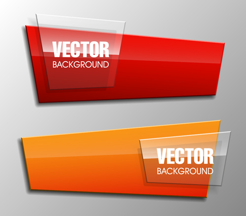 Colorful shape with glass banners vector set 01