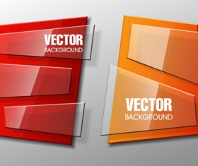 Colorful shape with glass banners vector set 02