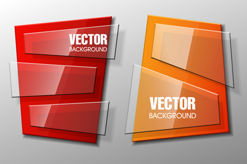 Colorful shape with glass banners vector set 02