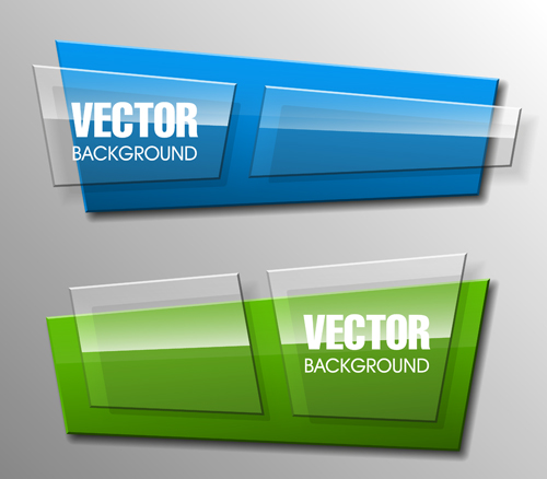 Colorful shape with glass banners vector set 03