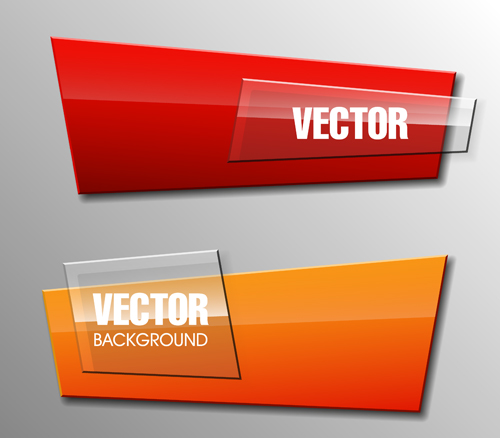 Colorful shape with glass banners vector set 04