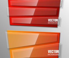 Colorful shape with glass banners vector set 05