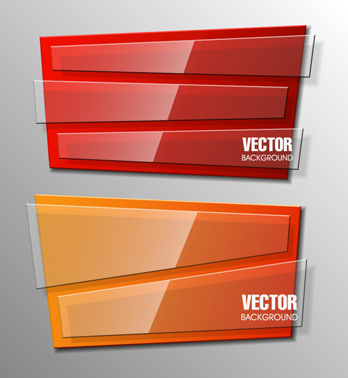 Colorful shape with glass banners vector set 05