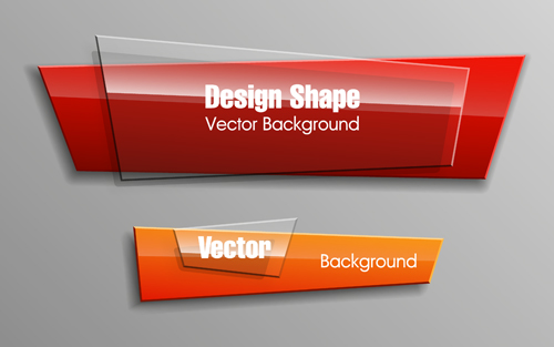 Colorful shape with glass banners vector set 06