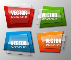 Colorful shape with glass banners vector set 07