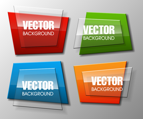 Colorful shape with glass banners vector set 07