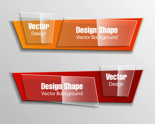 Colorful shape with glass banners vector set 10